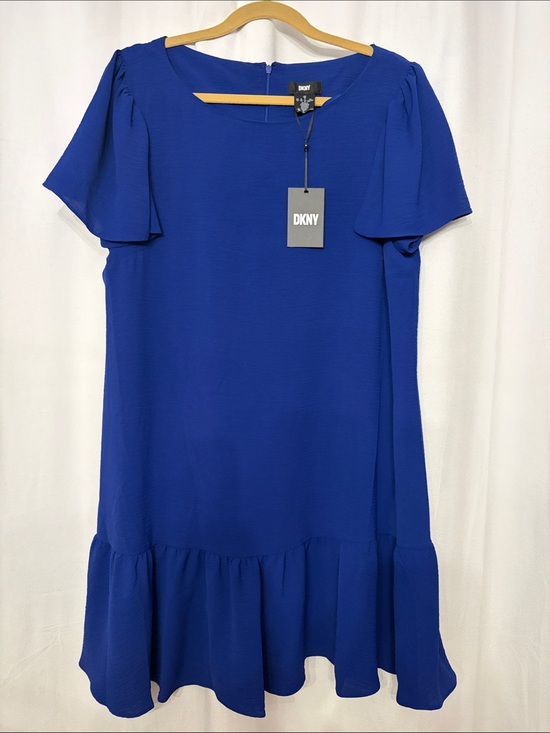 Dkny Dresses & Skirts - NWT DKNY Cobalt Blue Flutter Sleeve Midi Dress with Ruffle Hem